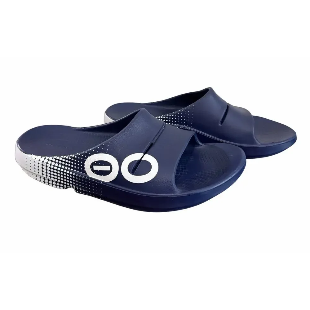 Oofos Ooahh Sport Slide Matrix Navy Men’s 13 Beach Pool Summer Comfort Sandal
